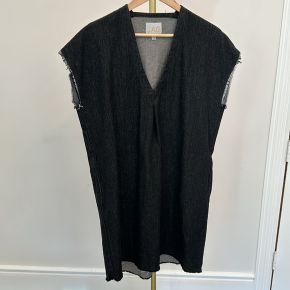 Jag Jewel black denim dress with pockets; One Size - Picture 2 of 7